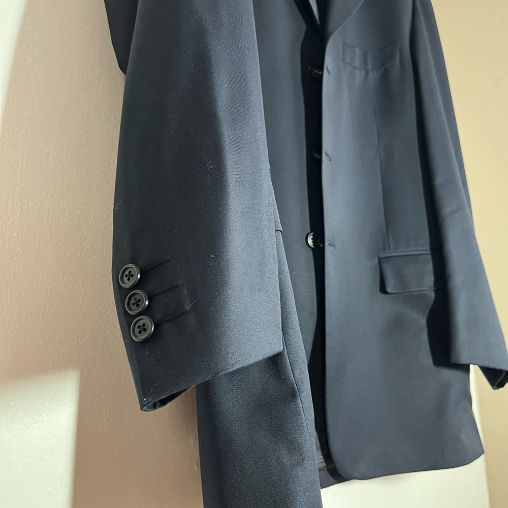 Manzini Uomo Super 120 Wool Single Breasted 3 Button Navy Men's Blazer - Picture 10 of 12